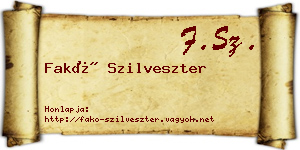 Fakó Szilveszter névjegykártya
